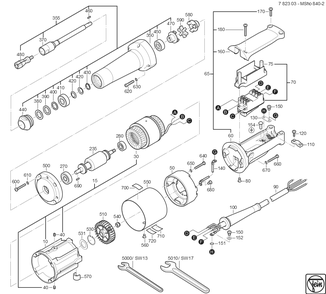  Diagram and Parts List for MSHO840-4 78230309267 Fein Angle Grinder