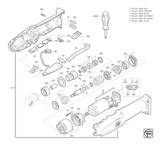  Diagram and Parts List for ASW10-10 71124200920 Fein Electric Drill
