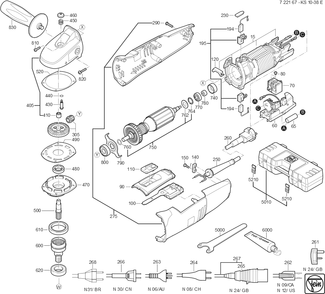  Diagram and Parts List for KS10-38E 72216700360 Fein Angle Grinder