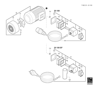  Diagram and Parts List for GRITGI100 79022312443 Fein Belt or Drum Sander