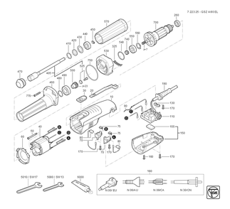  Diagram and Parts List for GSZ4-90EL 72232509360 Fein Die Grinder