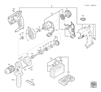  Diagram and Parts List for ABOP6 71050100940 Fein Cordless Drill