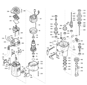 Figure 0 Diagram and Parts List for 72703812360  Fein Electric Drill