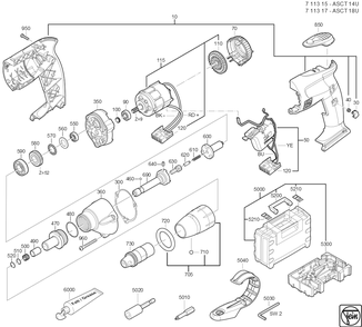  Diagram and Parts List for ASCT14U 71131500950 Fein Electric Drill