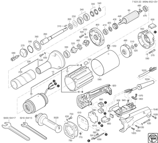  Diagram and Parts List for MSHO852-1ZV 78232200260 Fein Angle Grinder