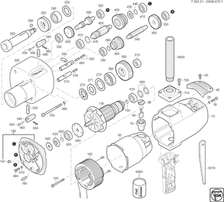  Diagram and Parts List for DDSK672-1 72050100240 Fein Electric Drill