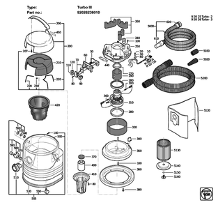 Figure 0 Diagram and Parts List for 92026236010  Fein Canister Vacuum
