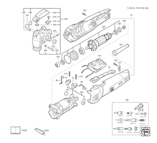  Diagram and Parts List for FSC500QSL 72294609360 Fein Multi-Tool