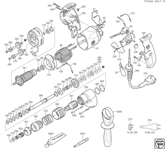  Diagram and Parts List for SCU7-9 72109400113 Fein Electric Drill