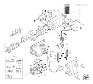  Diagram and Parts List for KBH25-2U 72710309360 Fein Mortiser