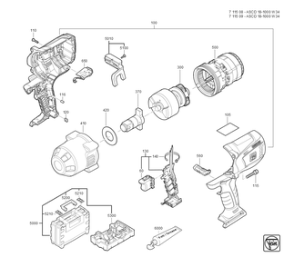  Diagram and Parts List for ASCD18-1000W34 71150800940 Fein Electric Drill