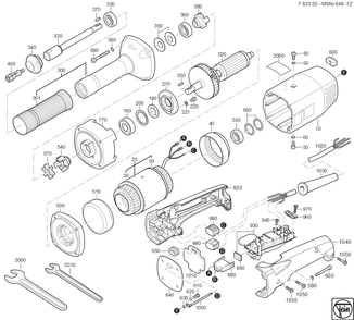 Diagram and Parts List for MSHO849-1Z 78232000220 Fein Angle Grinder