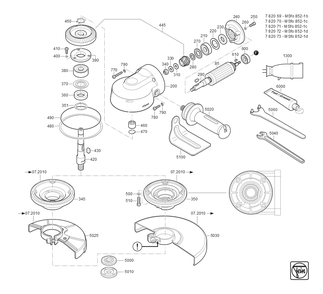  Diagram and Parts List for MSFO852-1B 78206600260 Fein Angle Grinder
