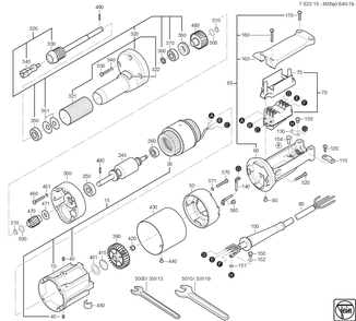  Diagram and Parts List for MSHYO840-1B 78231500220 Fein Angle Grinder