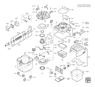  Diagram and Parts List for TURBOII 92028236090 Fein Dust Collector