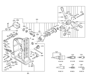 Figure 2 Diagram and Parts List for 72703209360  Fein Electric Drill