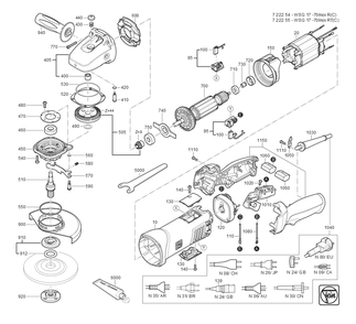  Diagram and Parts List for WSG17-70INOXRT 72225509360 Fein Angle Grinder