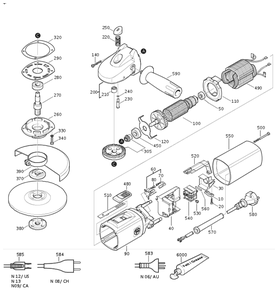 Figure 0 Diagram and Parts List for 72209600111  Fein Grinder