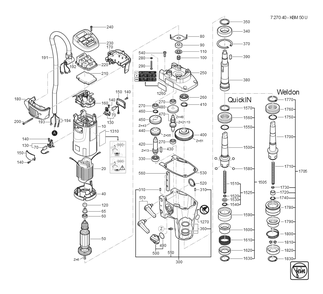  Diagram and Parts List for KBM50U 72704009360 Fein Mortiser