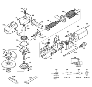 Figure 0 Diagram and Parts List for 72209013618  Fein Grinder