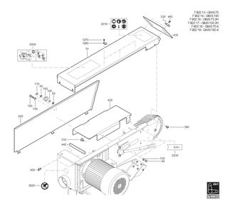  Diagram and Parts List for GIMS1502H 79021700403 Fein Belt or Drum Sander
