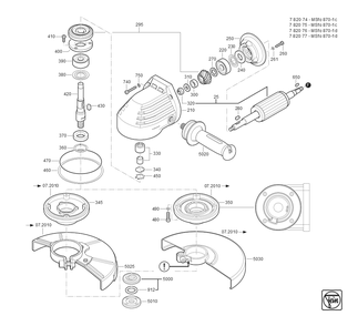  Diagram and Parts List for MSFO870-1D 78207709260 Fein Angle Grinder