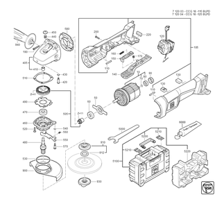  Diagram and Parts List for CCG18-115BLPD 71200309940 Fein Angle Grinder
