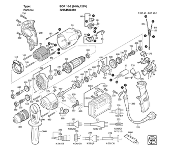 Figure 0 Diagram and Parts List for 72054509360  Fein Electric Drill