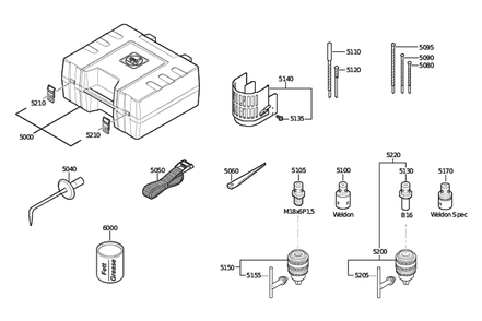 Figure 2 Diagram and Parts List for 72703111230  Fein Electric Drill