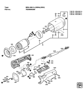 Figure 1 Diagram and Parts List for 78207900200  Fein Sander Polisher