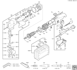  Diagram and Parts List for BLS25 72302600621 Fein Nibbler & Shears
