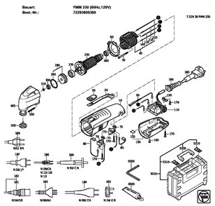 Figure 0 Diagram and Parts List for 72293600360  Fein Multi-Tool