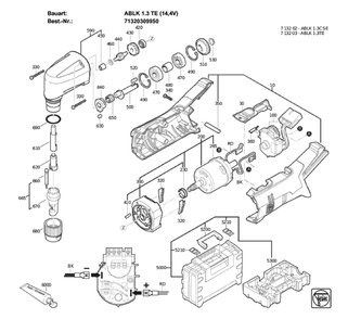 Figure 0 Diagram and Parts List for 71320309950  Fein Nibbler & Shears