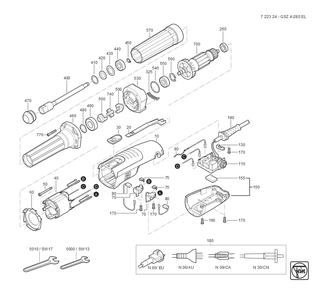  Diagram and Parts List for GSZ4-280EL 72232409360 Fein Die Grinder