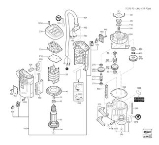  Diagram and Parts List for JMU137PQW 72707309110 Fein Mortiser