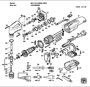 Figure 0 Diagram and Parts List for 72323809360  Fein Nibbler & Shears