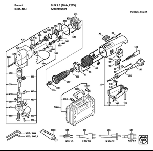 Figure 0 Diagram and Parts List for 72302600621  Fein Nibbler & Shears