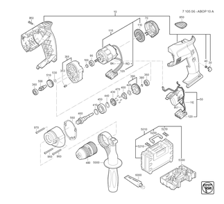  Diagram and Parts List for ABOP10 71050600940 Fein Cordless Drill