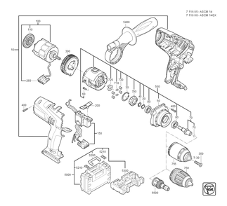  Diagram and Parts List for ASCM14QX 71160600950 Fein Cordless Drill