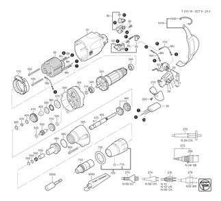  Diagram and Parts List for SCT6-25X 72131513110 Fein Electric Drill