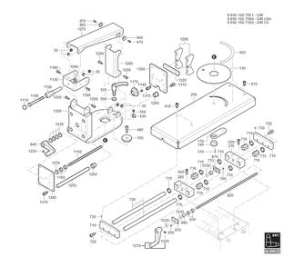  Diagram and Parts List for GRITGIR 99001007090 Fein Belt or Drum Sander
