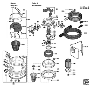 Figure 0 Diagram and Parts List for 92026236030  Fein Canister Vacuum