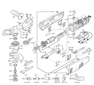 Figure 0 Diagram and Parts List for 72216112360  Fein Grinder