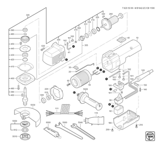  Diagram and Parts List for MSF842-2C 78205099207 Fein Angle Grinder