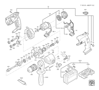  Diagram and Parts List for ABOP13-2 71050300940 Fein Cordless Drill
