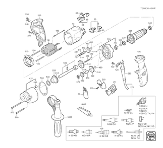  Diagram and Parts List for GWP10 72093809360 Fein Electric Drill