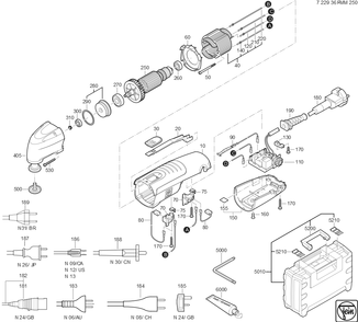  Diagram and Parts List for FMM250 72293600111 Fein Multi-Tool