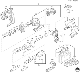  Diagram and Parts List for ASCS48 71131000950 Fein Electric Drill