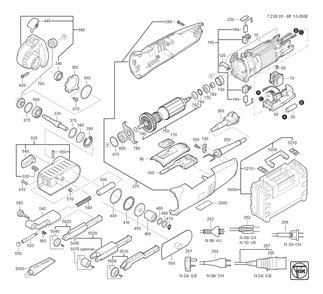  Diagram and Parts List for BF10-280E 72280509360 Fein Angle Grinder