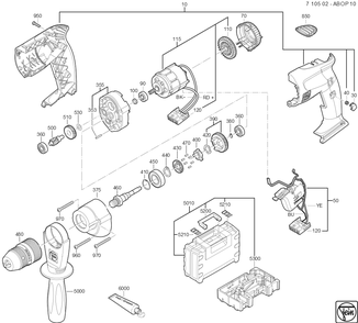 Diagram and Parts List for ABOP10 71050200940 Fein Cordless Drill